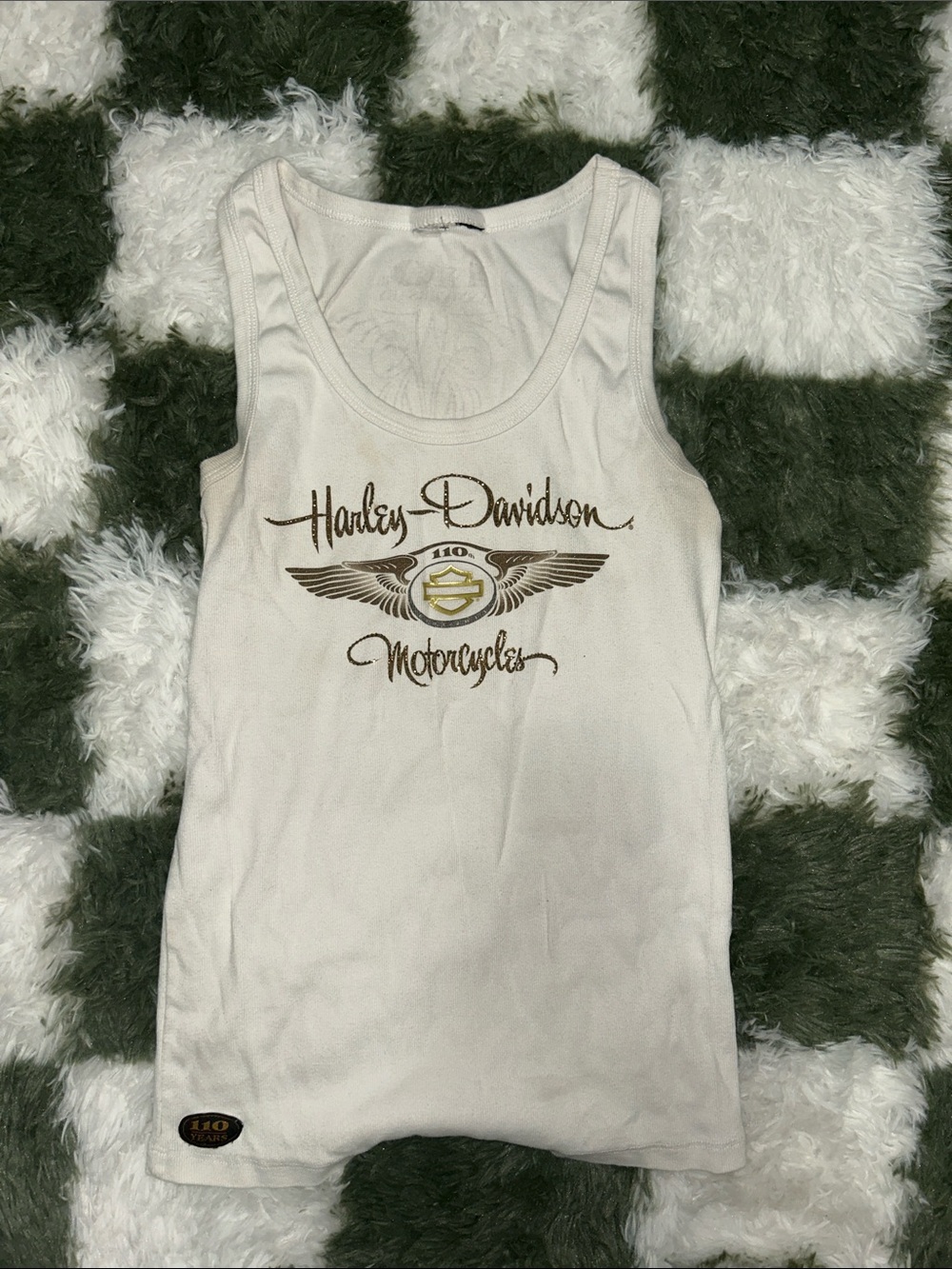 Vintage Harley-Davidson White Tank Top with Winged Logo - Picture 1 of 2